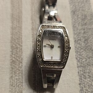 Fossil Women's Silver Watch with Crystal Bezel